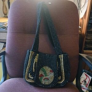 Black and Gold Beaded Women's Bag